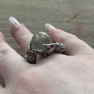 Crystal Ball sterling silver tone ring